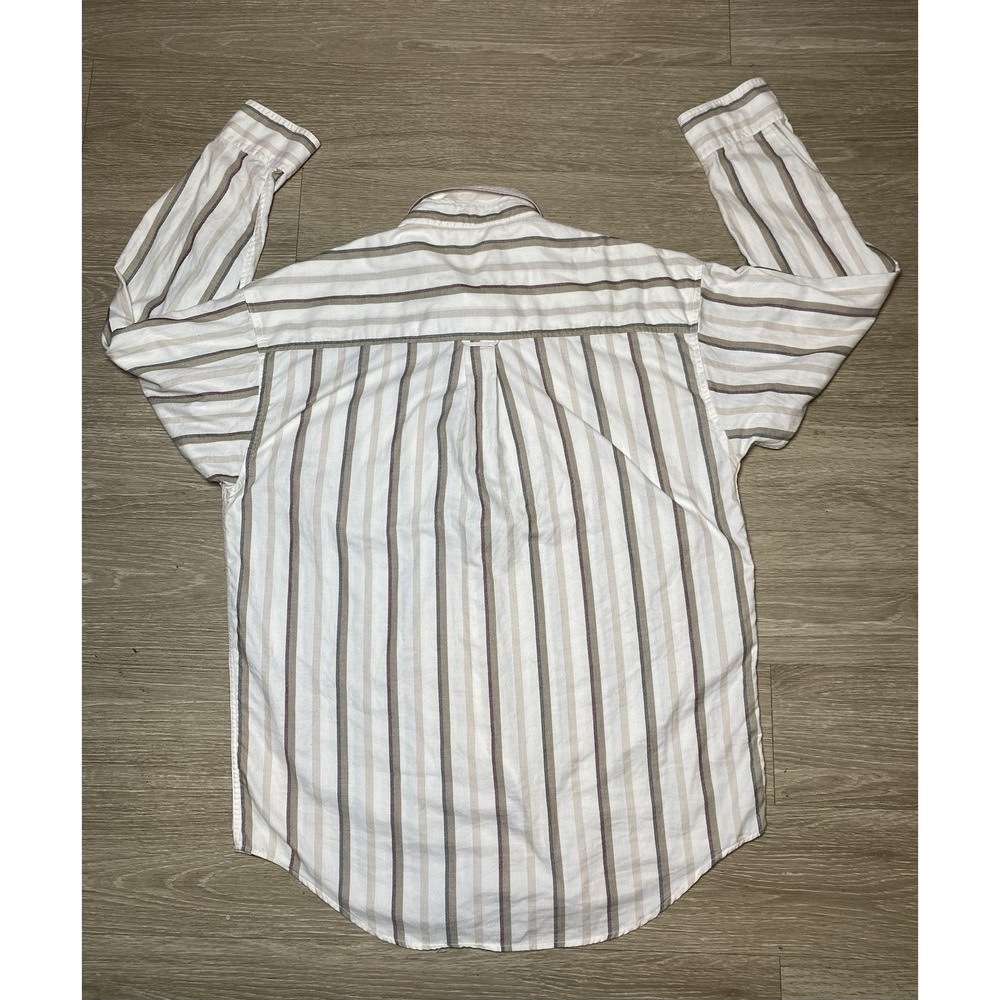 Vintage Chaps Ralph Lauren Striped Button Down‎ Long Sleeve Ivory Men Size LARGE - Picture 6 of 7